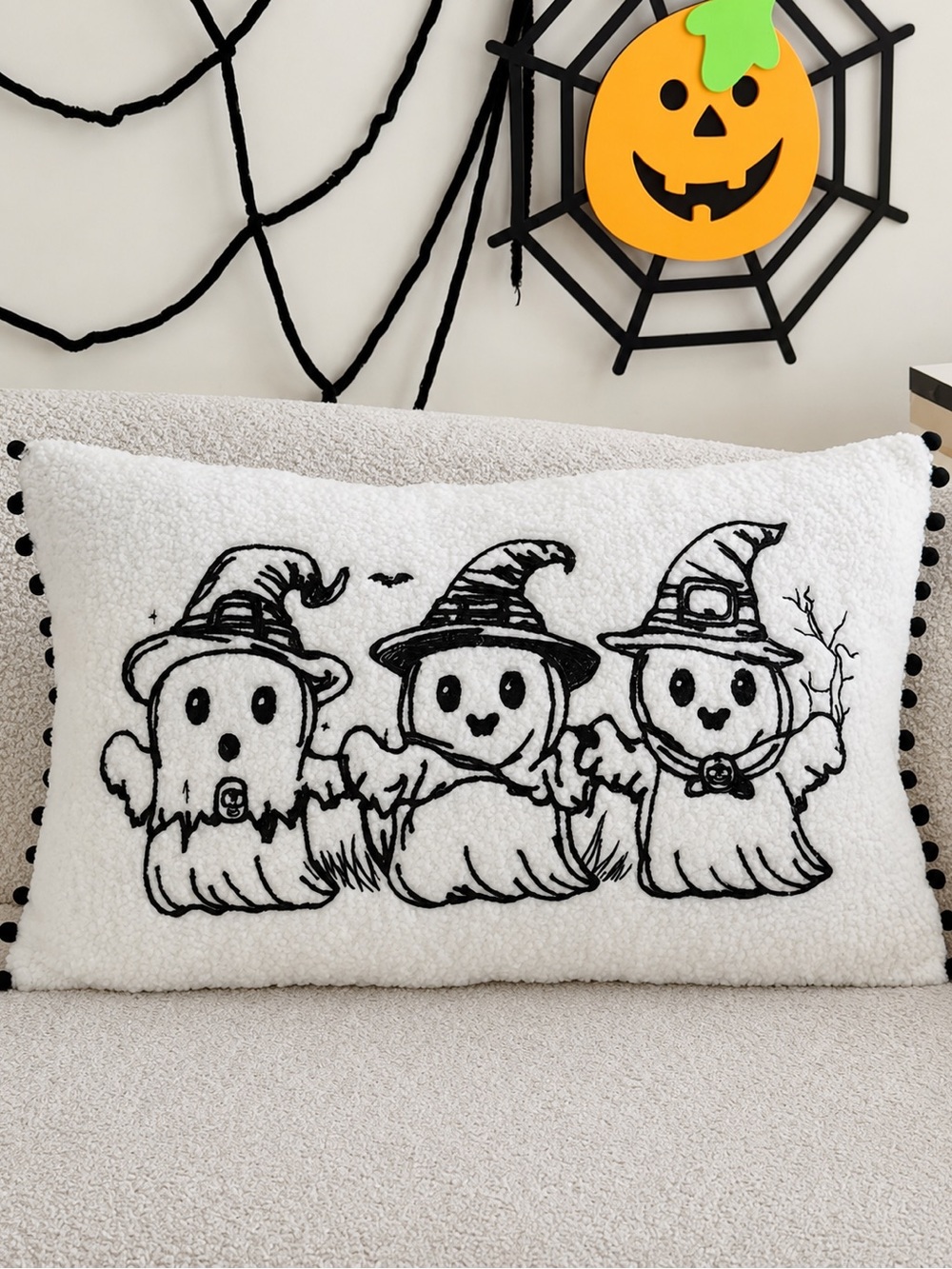 Ghost Halloween Lumbar Pillow Cover 12x20 Farmhouse Decor